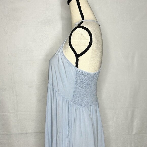 Anthropologie Saturday Sunday Blue Chambray Racer Back Smocked Dress Size XS - Picture 5 of 11